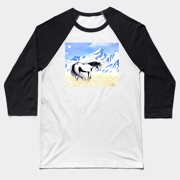 Horse Art Baseball T-Shirt by doniainart